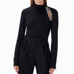 crystal pearl cutout bodysuit